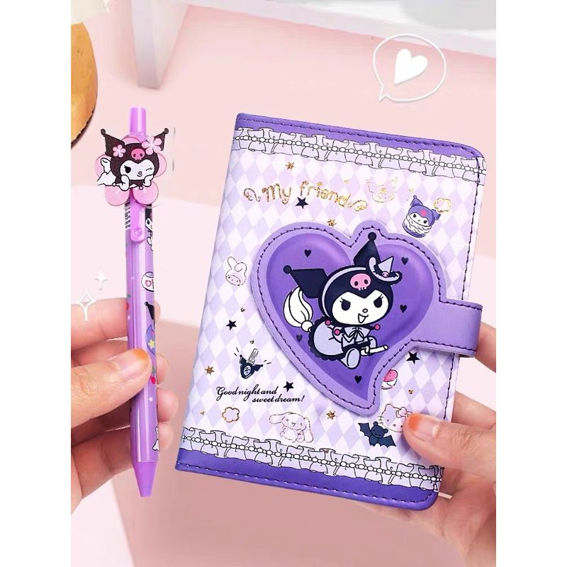 Sanrio Notebook Diary Set with Pen Kuromi Melody Cinnamoroll ...