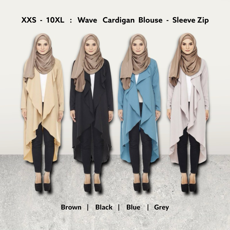 Fishtail Cardigan XXS 10XL Cardigan Blouse Muslimah Plus Size Outwear Bridesmaid Top Sedondon Kenduri Abby H Shopee Malaysia