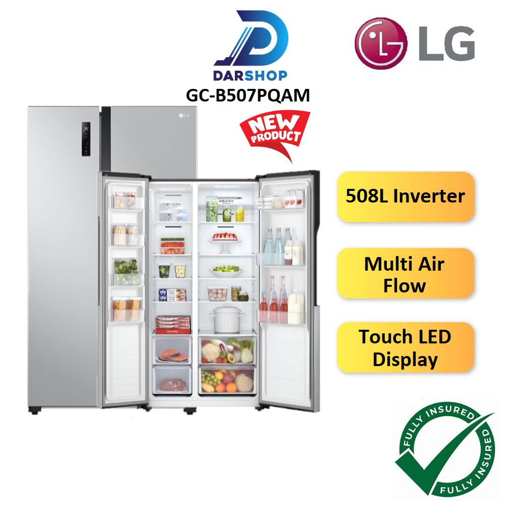 LG Side By Side Refrigerator Inverter Fridge 508L Peti Ais Peti Sejuk