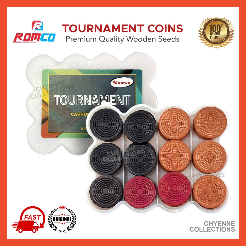 ROMCO Tournament Carrom Men • Export Quality Kayu Biji Karom Coins ...
