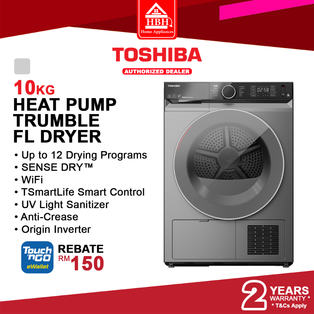 (REBATE) Toshiba TDBK110GHM 10 Kg Front Load Heat Pump Tumble Dryer