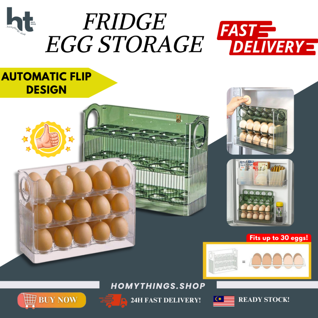 【HT.S】Egg Storage Refrigerator Egg Storage Box Egg Container 30pcs ...