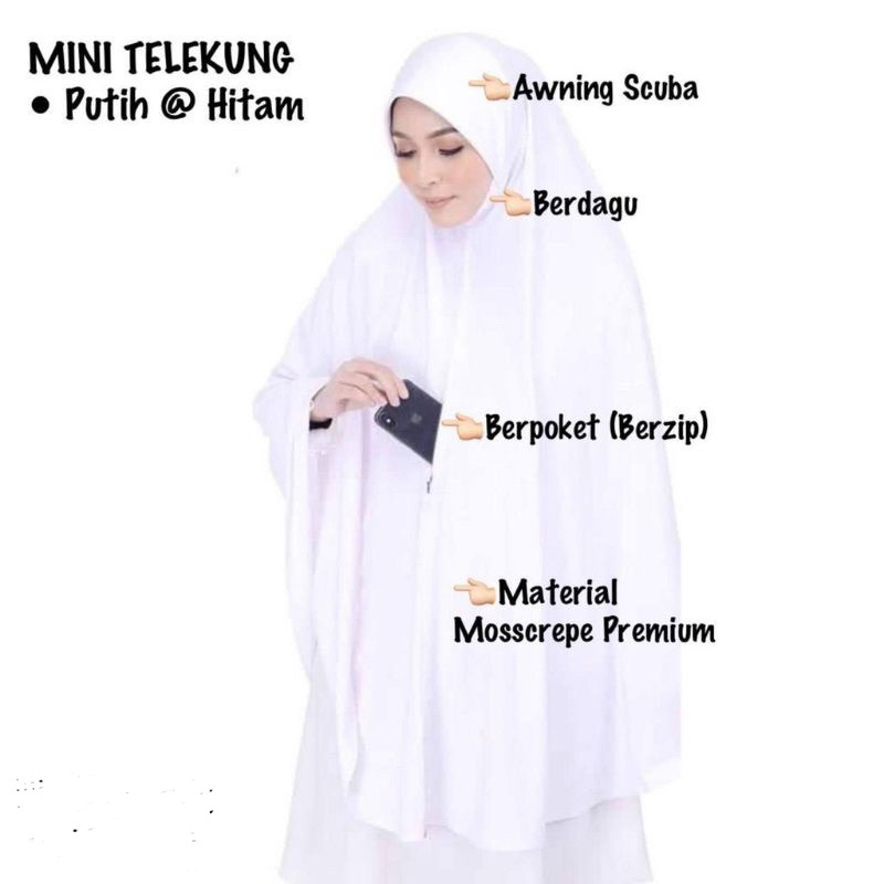 Mini Telekung Umrah, Haji, Travel, Premium Mosscrepe Kain, Awning Scuba ...