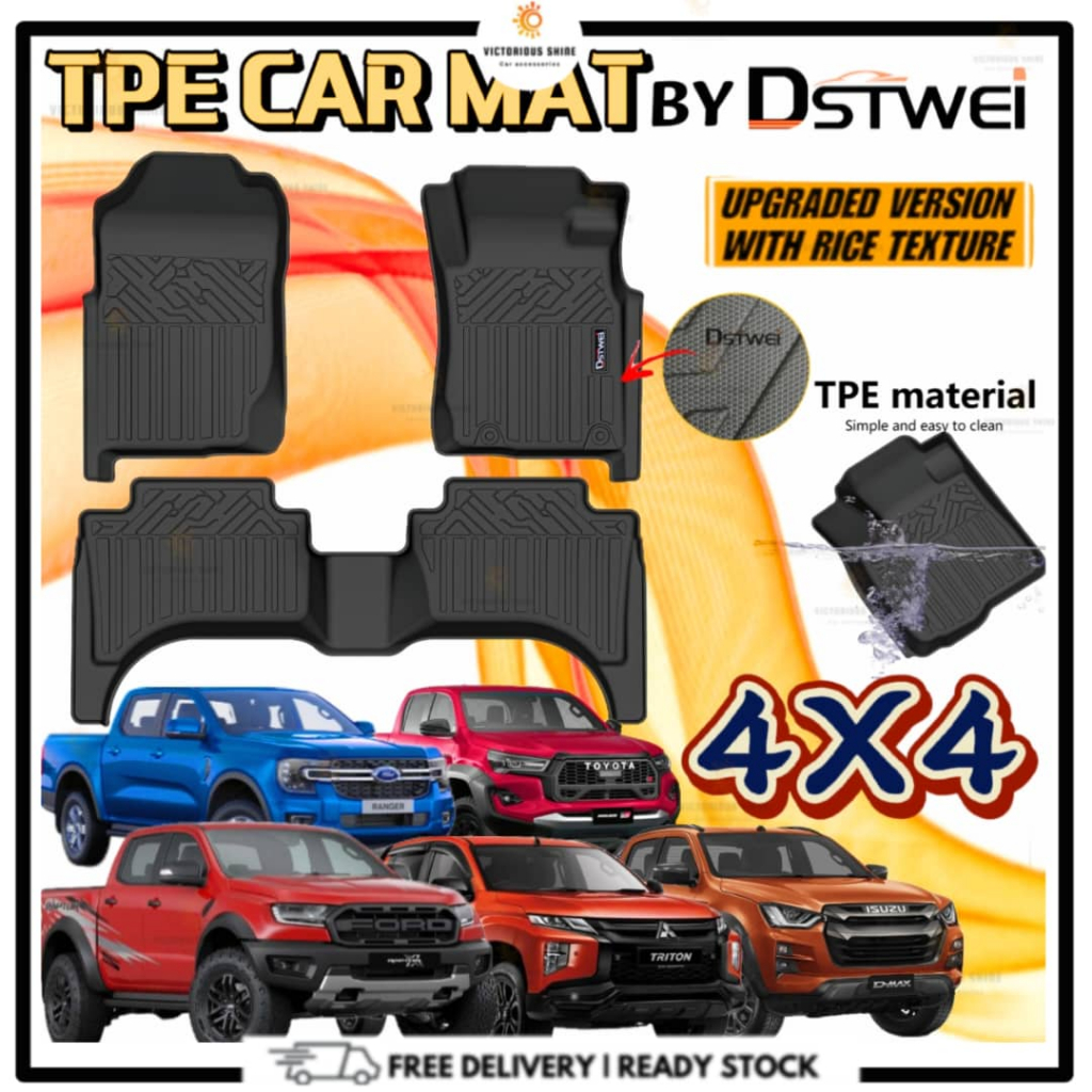 💥Upgraded💥 TPE Car Mat Car Carpet Karpet Kereta TPE 4x4 Hilux Ford