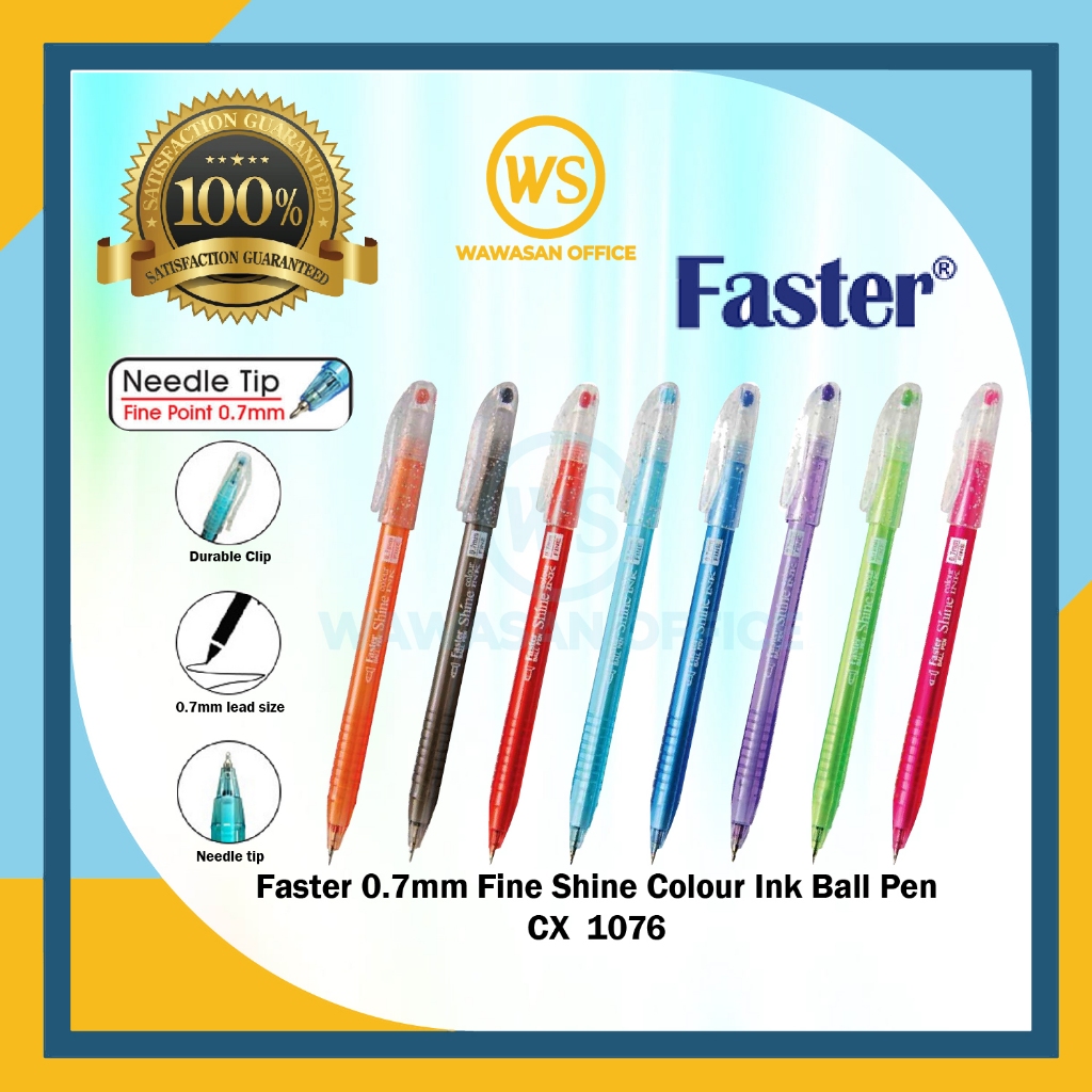 Faster Shine Ball Pen CX1076 / Faster Ball Pen Colour Ink - 0.7mm Fine ...