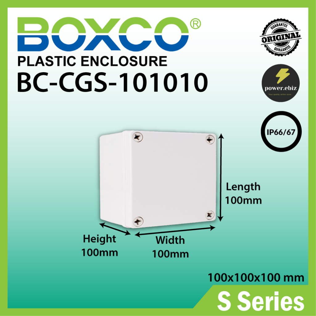 BOXCO BC-CGS-101010 (100x100x100 mm) IP67 Waterproof PC Plastic ...