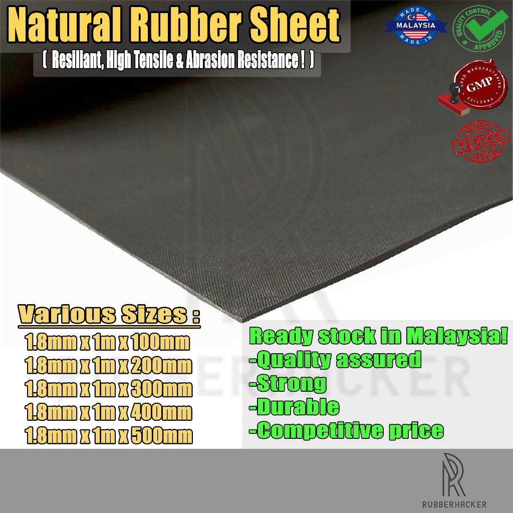 Rough surface fabric rubber sheet (Natural Rubber NR) 1.8mm Thickness x ...