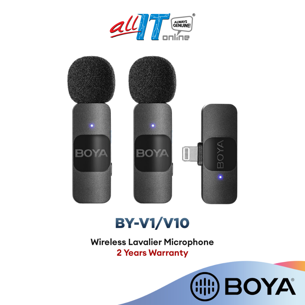 BOYA BY V1 V10 Wireless Lavalier Microphone with Noise Cancellation Lapel Mic Clip on for Smartphones Action