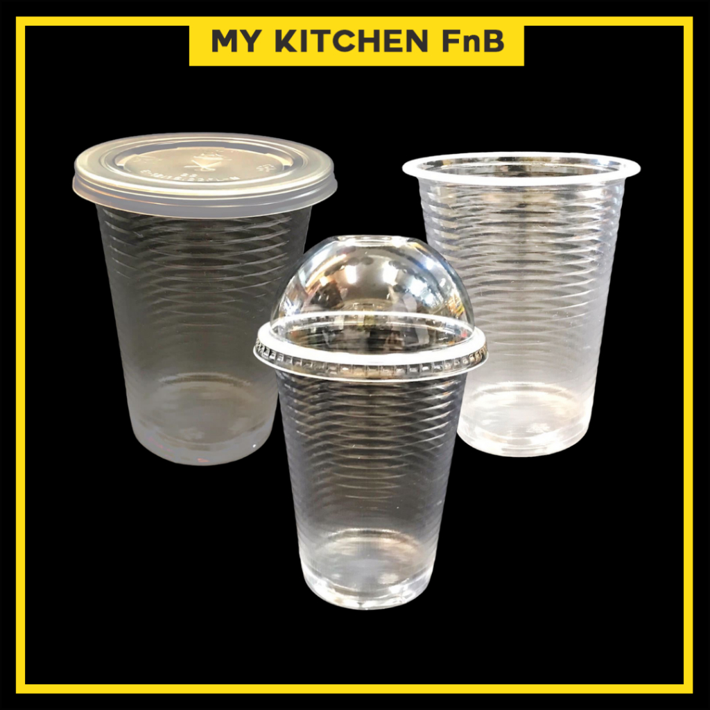 Kitchen Fnb Ec A Clear Cup Pp Clear Cup With Flat Lid Dome Lid Disposable Plastic Cup Cawan 6052