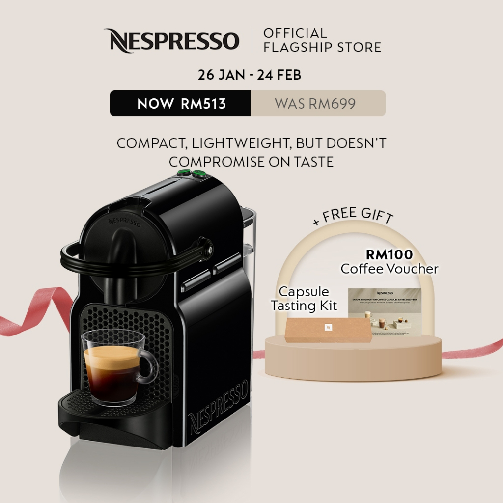 Nespresso Inissia Coffee Machine Black D40MEBKNE4 Free RM100