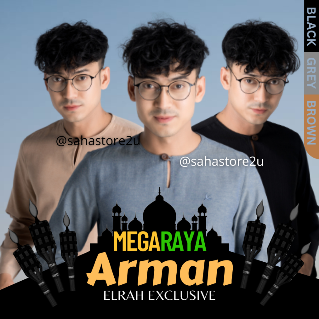 Kurta Arman Elrah Exclusive BAJU RAYA Black Light Brown Beige Pastel ...
