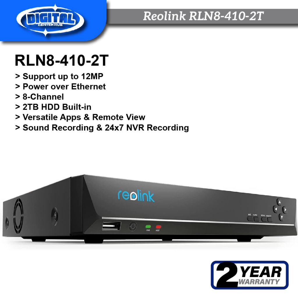 Reolink RLN8-410 8-Channel 12MP/8MP/5MP4K Supported PoE Security NVR 24 ...