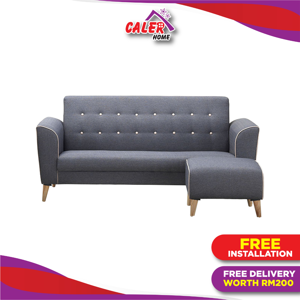 Caler Home Horizon 3+Stool Fabric Sofa Grey [Free Installation ...