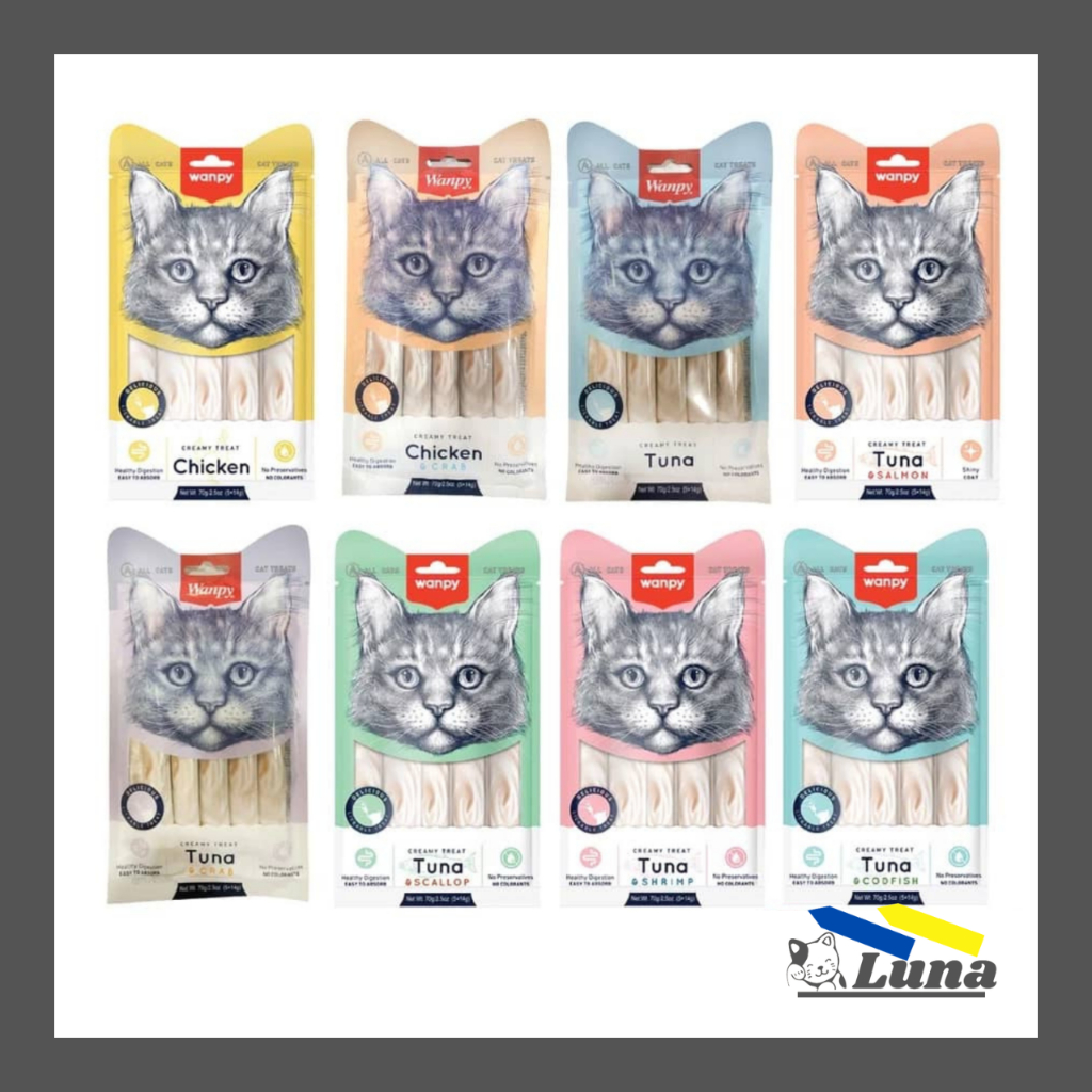 Wanpy Creamy Cat Treats 5x14G / Cat Lickable Treat / Snack Kucing / Wet ...