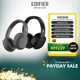 Edifier W820NB Plus Headphones Wireless Noise Cancelling Bluetooth Black