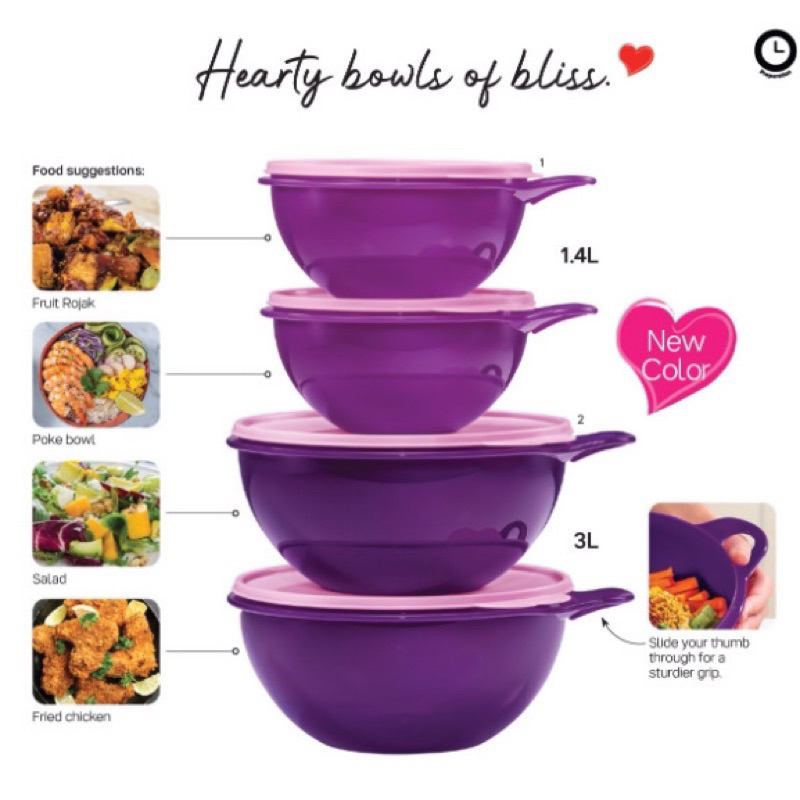 Tupperware That’s A Bowl Set (4pcs) Purple set | Shopee Malaysia
