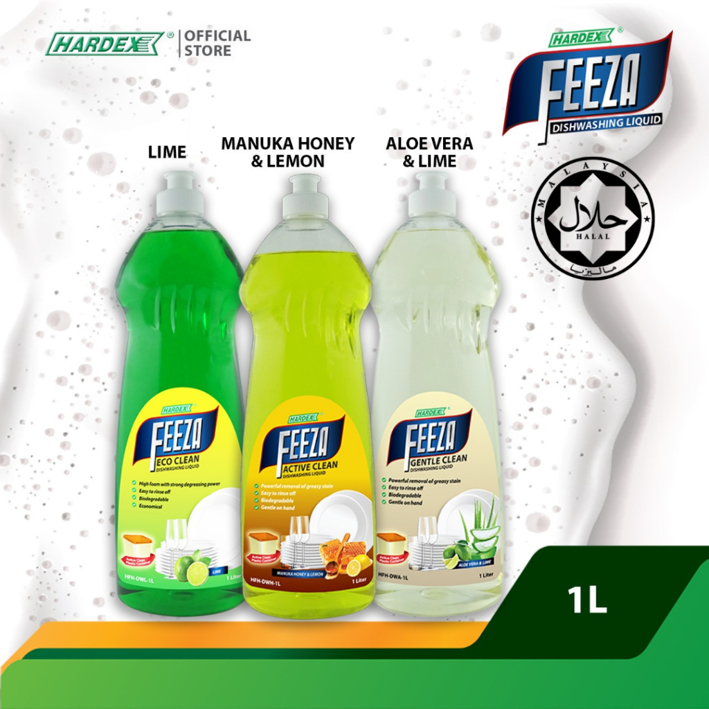 HARDEX Feeza Dishwashing Liquid (1L) - Lime / Manuka Honey & Lemon ...