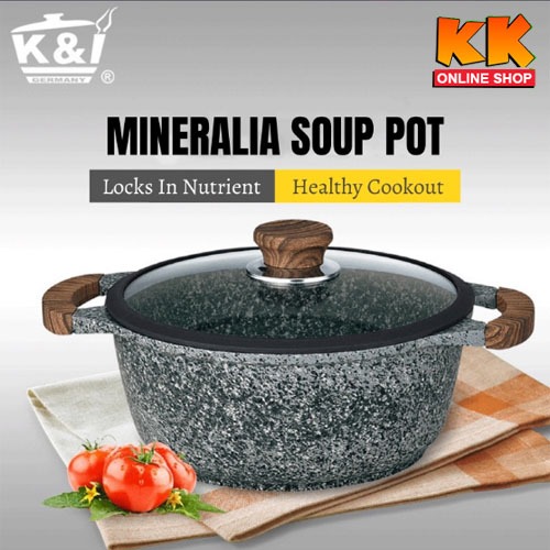 K&I GERMANY 20cm/24/28cm Die Cast Granite NonStick Casserole Cookware