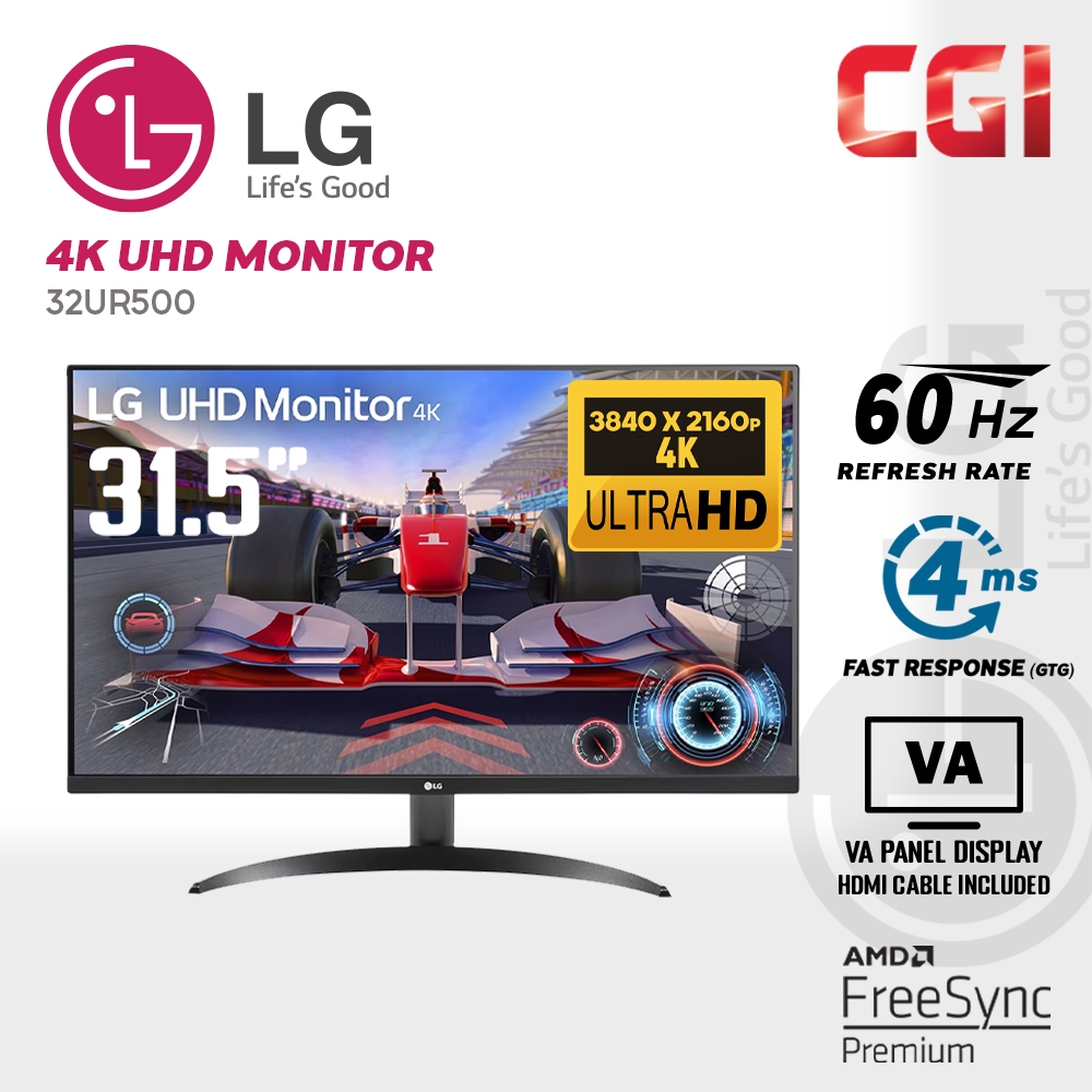 LG 31.5'' 32UR500 UHD 4K 60Hz 4ms HDR10 VA FreeSync Monitor | Shopee