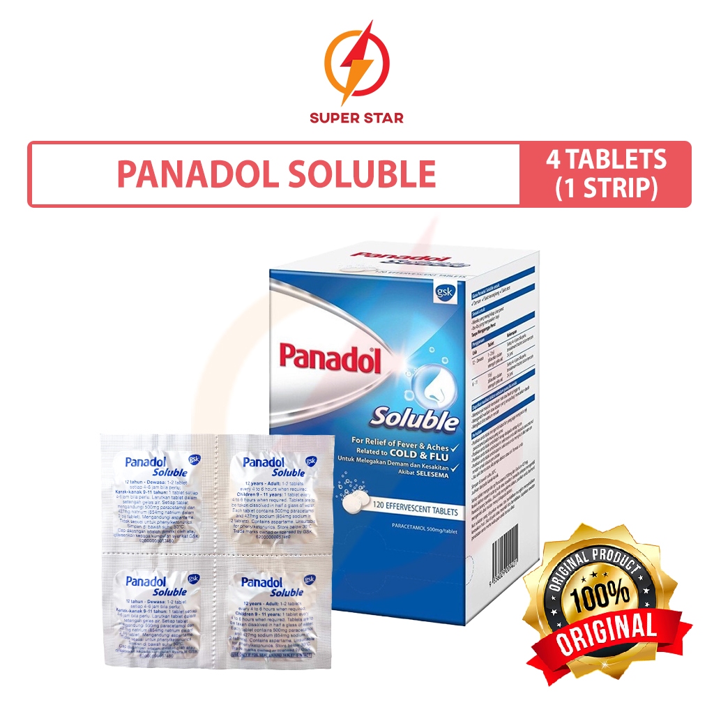 Panadol Soluble Effervescent Lemon Flavour 4 Tablets 1 Strip