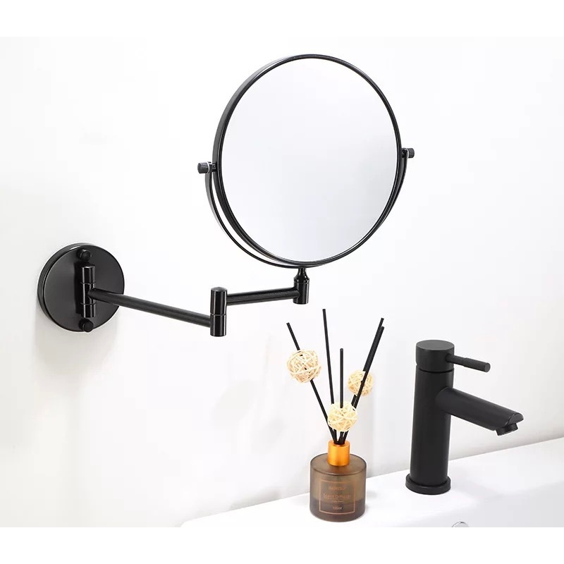 BATHKITCHZ 8 Inch Matte Black Makeup Mirror 3x Magnifying 360 Rotation