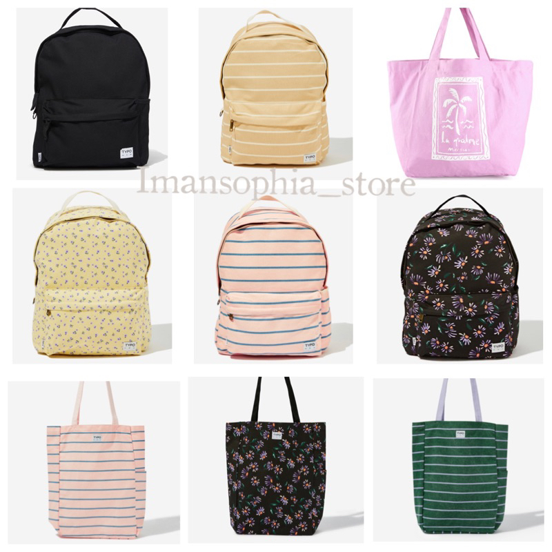 Cotton On Typo Tote Bag Typo Backpack Student Bag Shopee