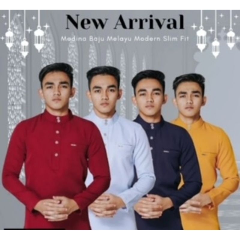 Baju Melayu Hari Raya Cutting Slim Fit Modern Style For Mens | Shopee ...