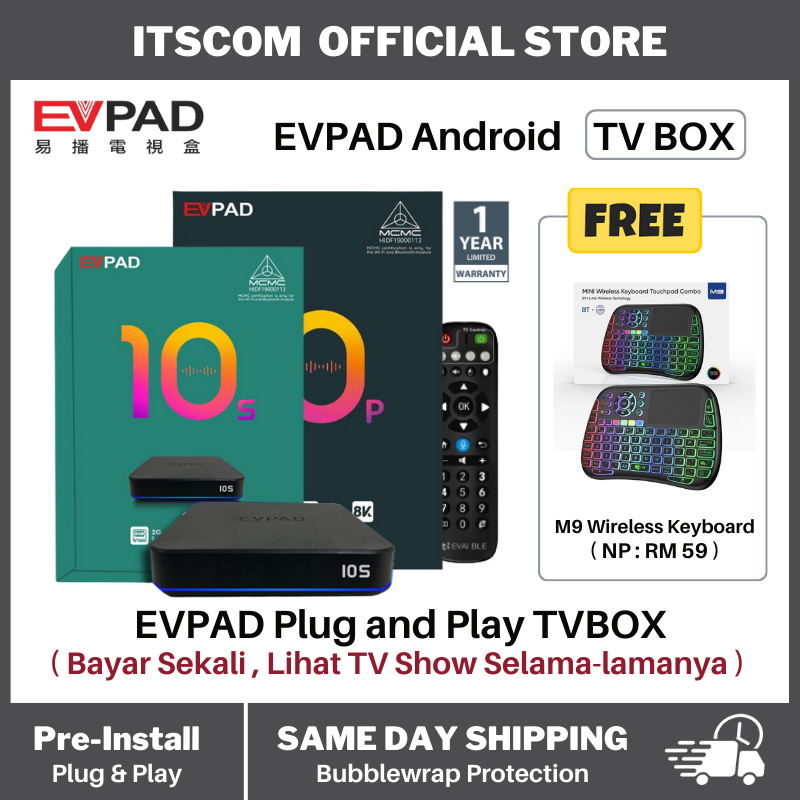 EVPAD 2023】 10S 10P 10G 5X 6P 6C Android TV Malaysia Version