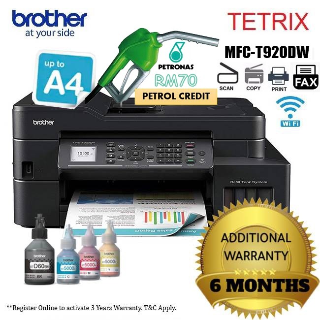 Brother Mfc-t920dw Original Ink Tank Print Scan Copy Fax Duplex Wifi 