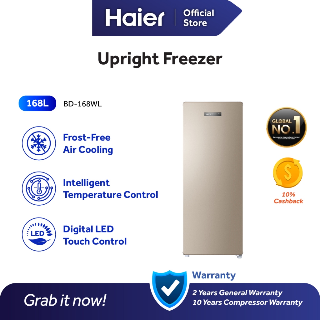 Haier 168L Upright Freezer Digital Touch Control Frost Free BD168WL