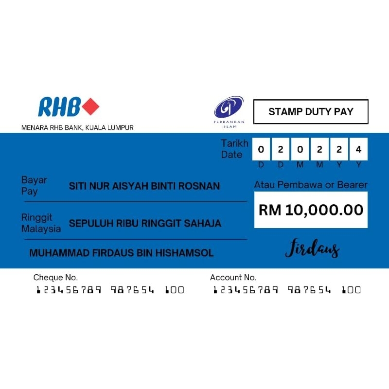 Replika Cheque (Softcopy Only) - PDF/PNG format | Shopee Malaysia