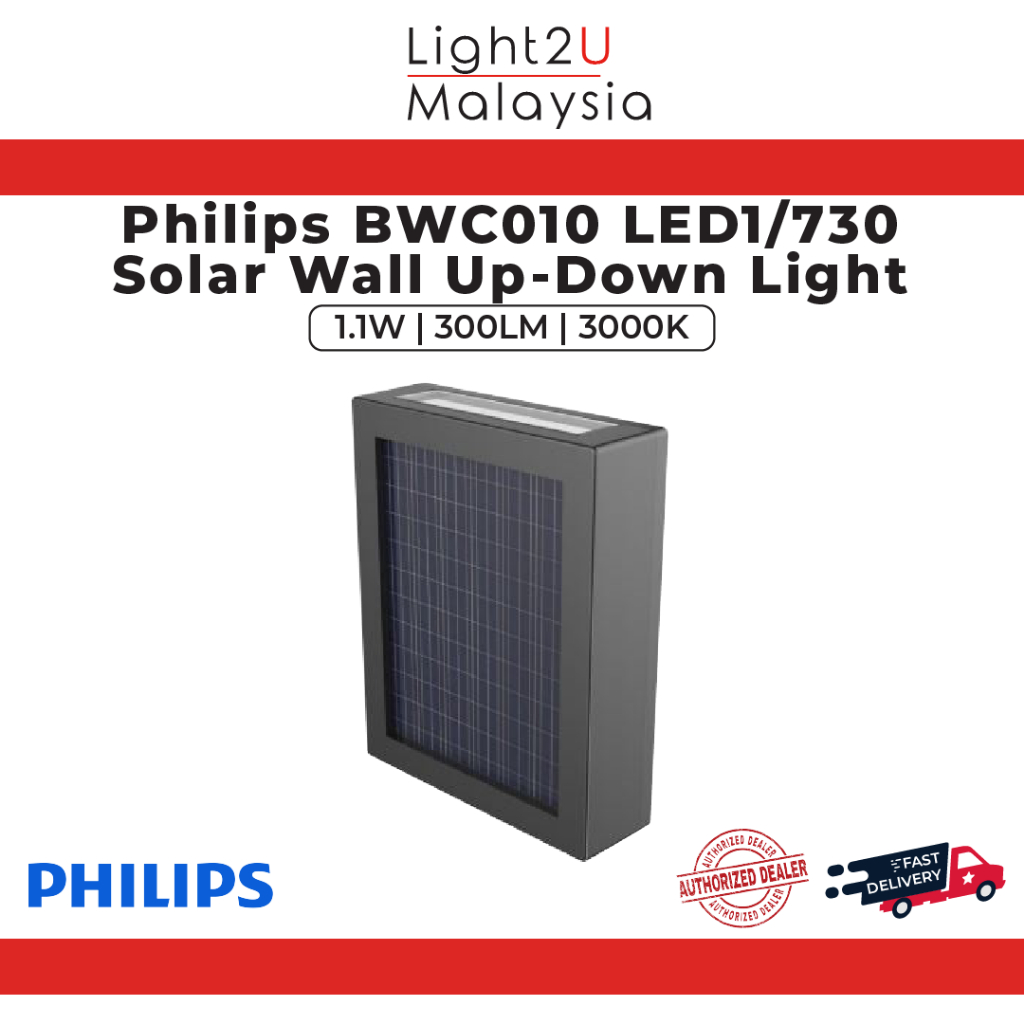 PHILIPS BWC010 LED1/730 Solar Wall Up-Down Light 3000K Warm White ...