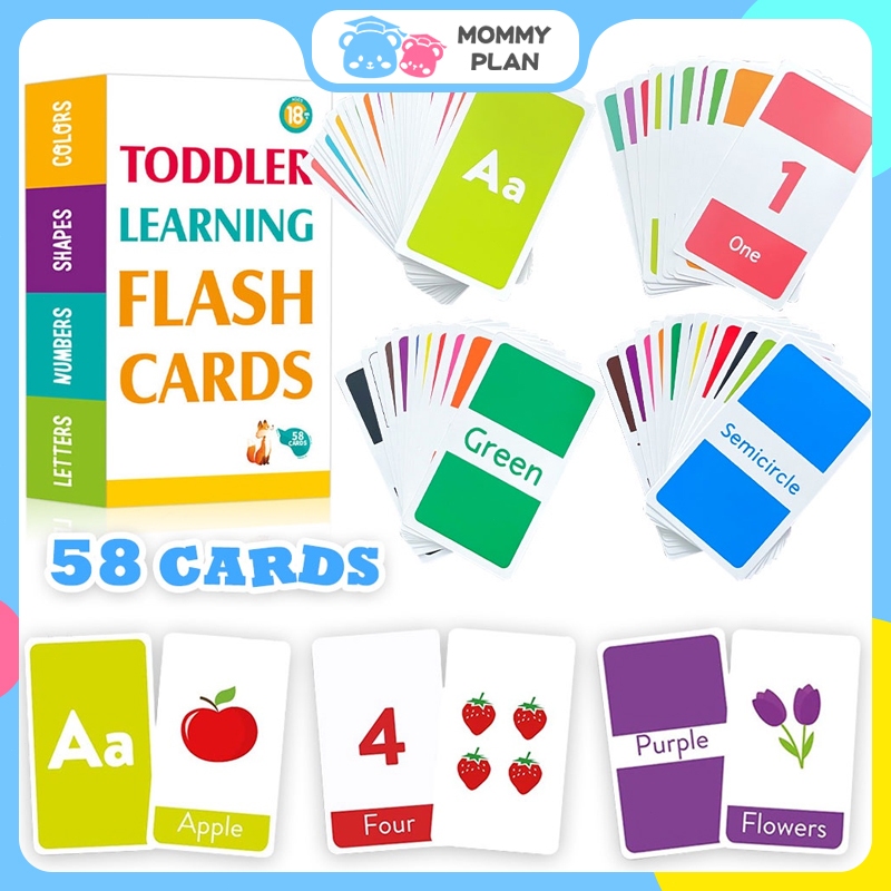 58PCS Children Learning Cognition Flash Cards English Alphabet Number ...