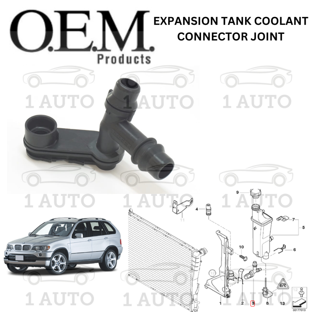 OEM EXPANSION TANK COOLANT CONNECTOR JOINT BMW X5 E53 3.0i 3.0d M54 M57