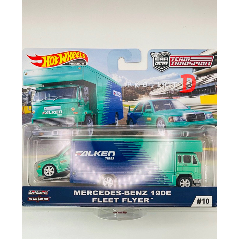 Hot Wheels Team Transport 1/64 Mercedes 190E + Fleet Flyer N°10 Rouge