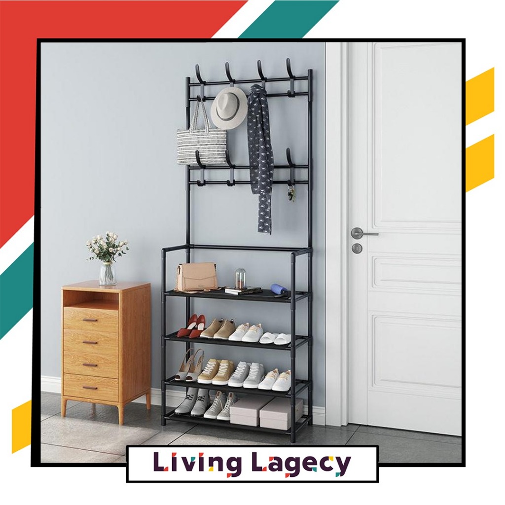 LIVING LAGECY Simple Floor-Standing Coat And Hat Rack Shoe Rack ...