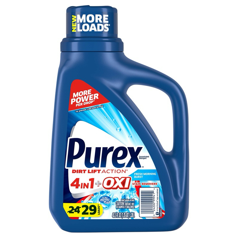 Purex Liquid Laundry Detergent Plus Oxi, Fresh Morning Burst, 43.5 oz ...