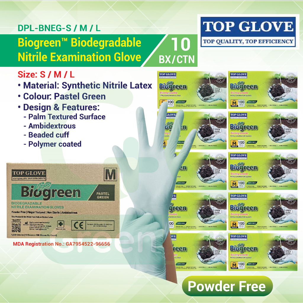 Top Glove Biogreen™ Biodegradable Nitrile Examination Glove (1 Carton