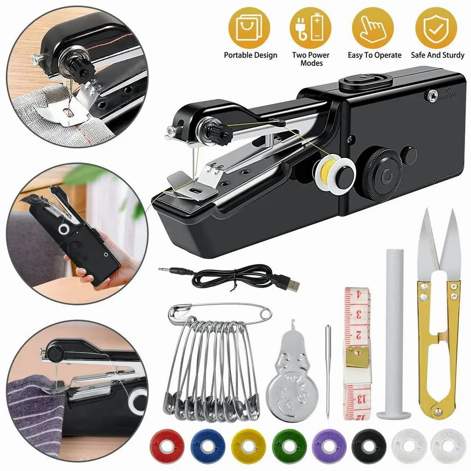 Household Portable Mini Handheld Electric Sewing Machine Quick Handy ...