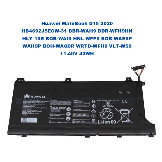 Huawei MateBook D15 2020 HB4692J5ECW-31 BBR-WAH9 BDR-WFH9HN HLY-19R BOB ...