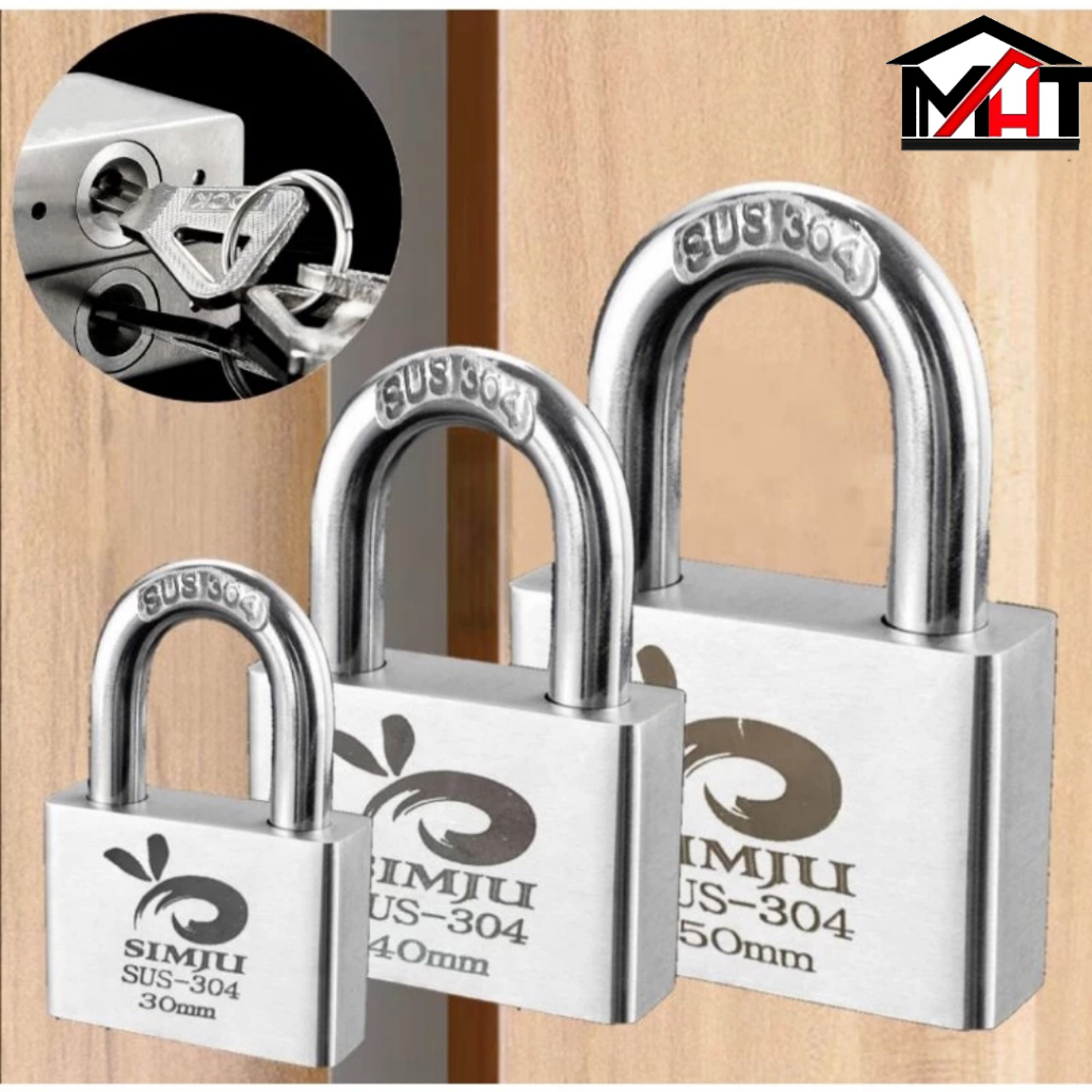 SIMJU 304 Stainless Steel Heavy Duty Padlock / House Lock / Mangga ...