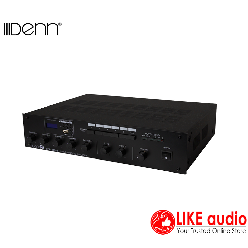 DENN DPA-240AZ Public Address 5-Zone Selector Amplifier (Mono 100V ...