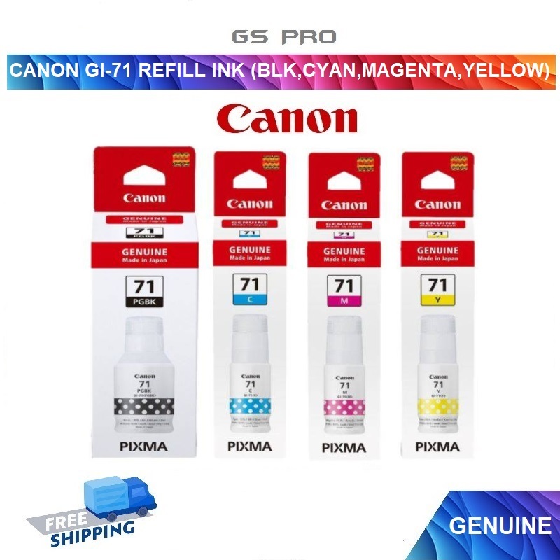 [GSPRO] CANON GI-71 REFILL INK BOTTLE (BLACK/CYAN/MAGNETA/YELLOW) G1020 ...