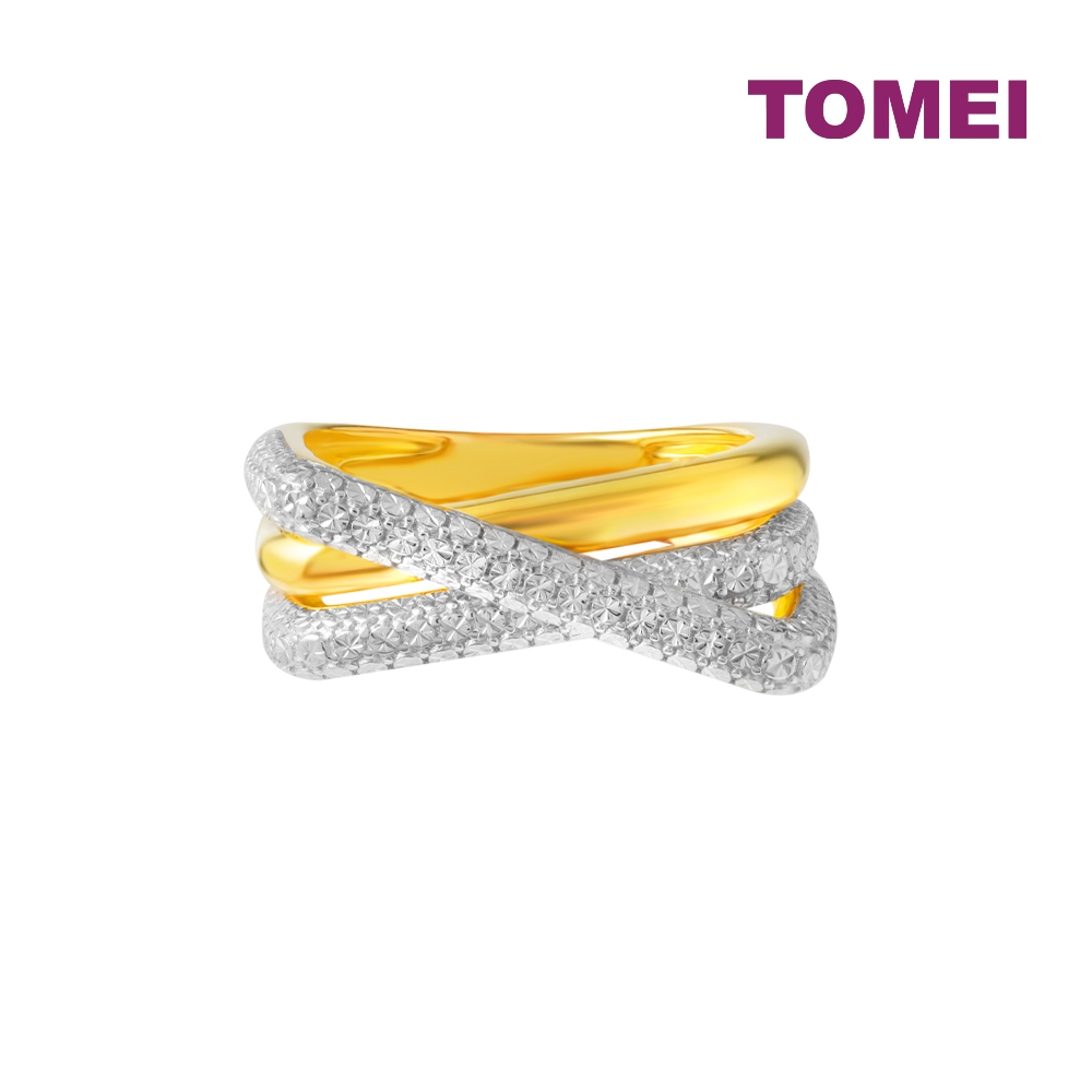 TOMEI Diamond Cut Collection Intersecting Ring, Yellow Gold 916 ...
