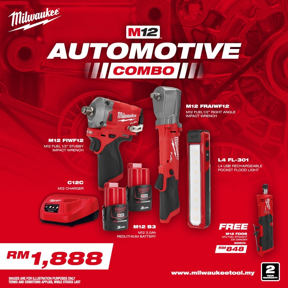 Milwaukee Automotive Combo M12 FRAIWF12 Right Angle Impact Wrench