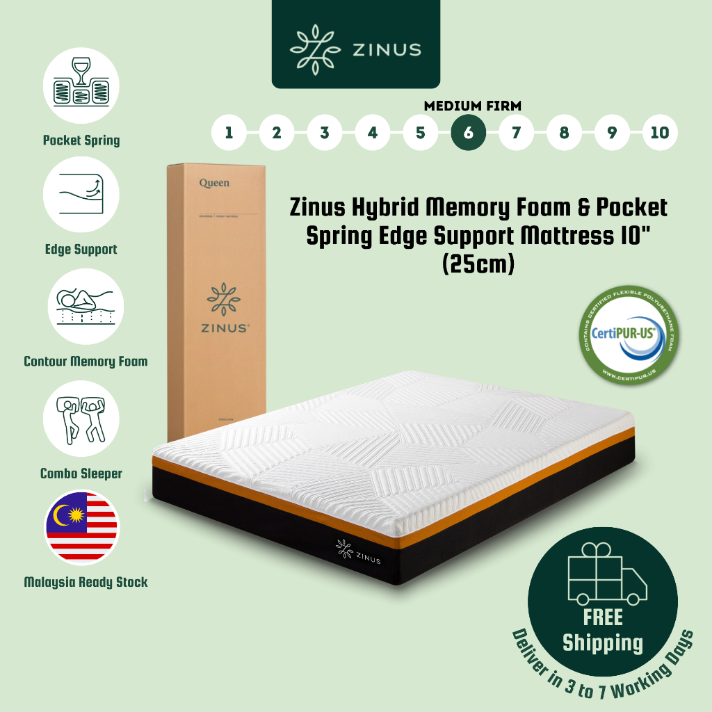 [FREE SHIPPING] Zinus Tilam Memory Foam & Pocket Spring Edge Support
