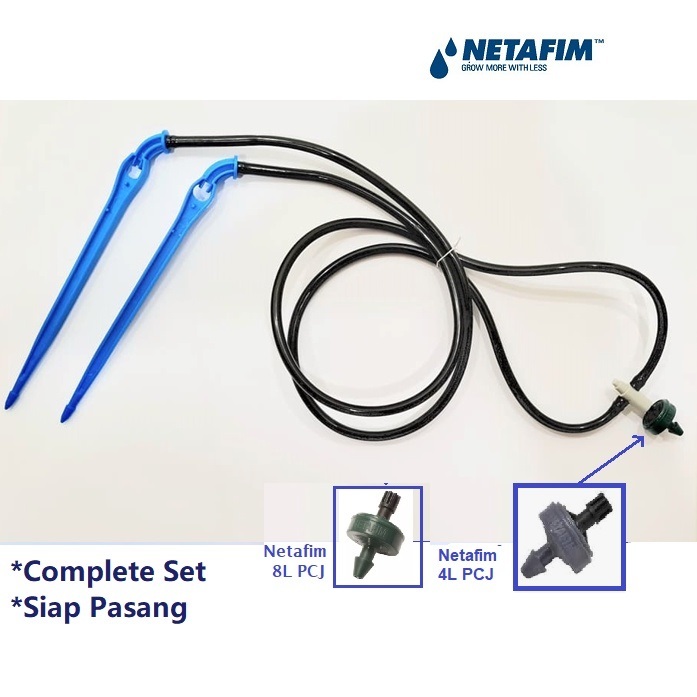 50 x Netafim (PCJ 2L/4L/8L) Dripper Set 2 way [Irrigation / Fertigasi