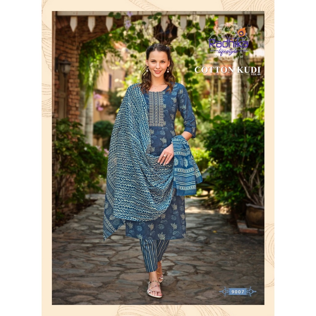 Cheeku Colour pure Cotton Fully Floral Embroidered Semiformal Straight Suit with contrast Mal Cotton Duppata main image 0