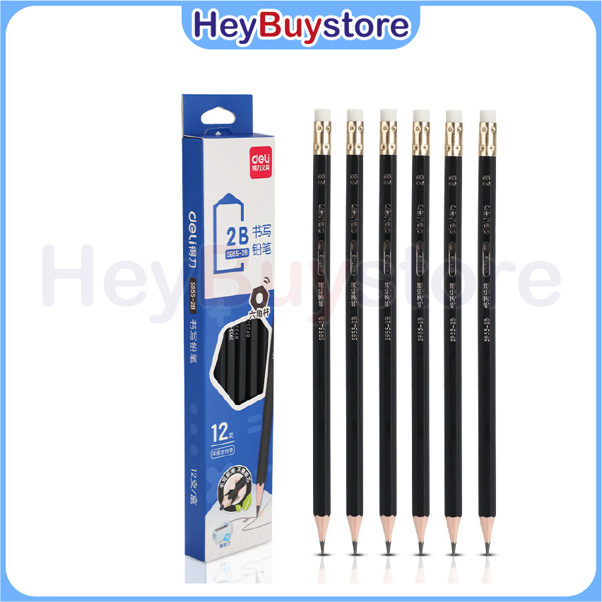 2B Exam Grade 2B Pencil with Eraser 2B Pencil Set Pensel 2B Student