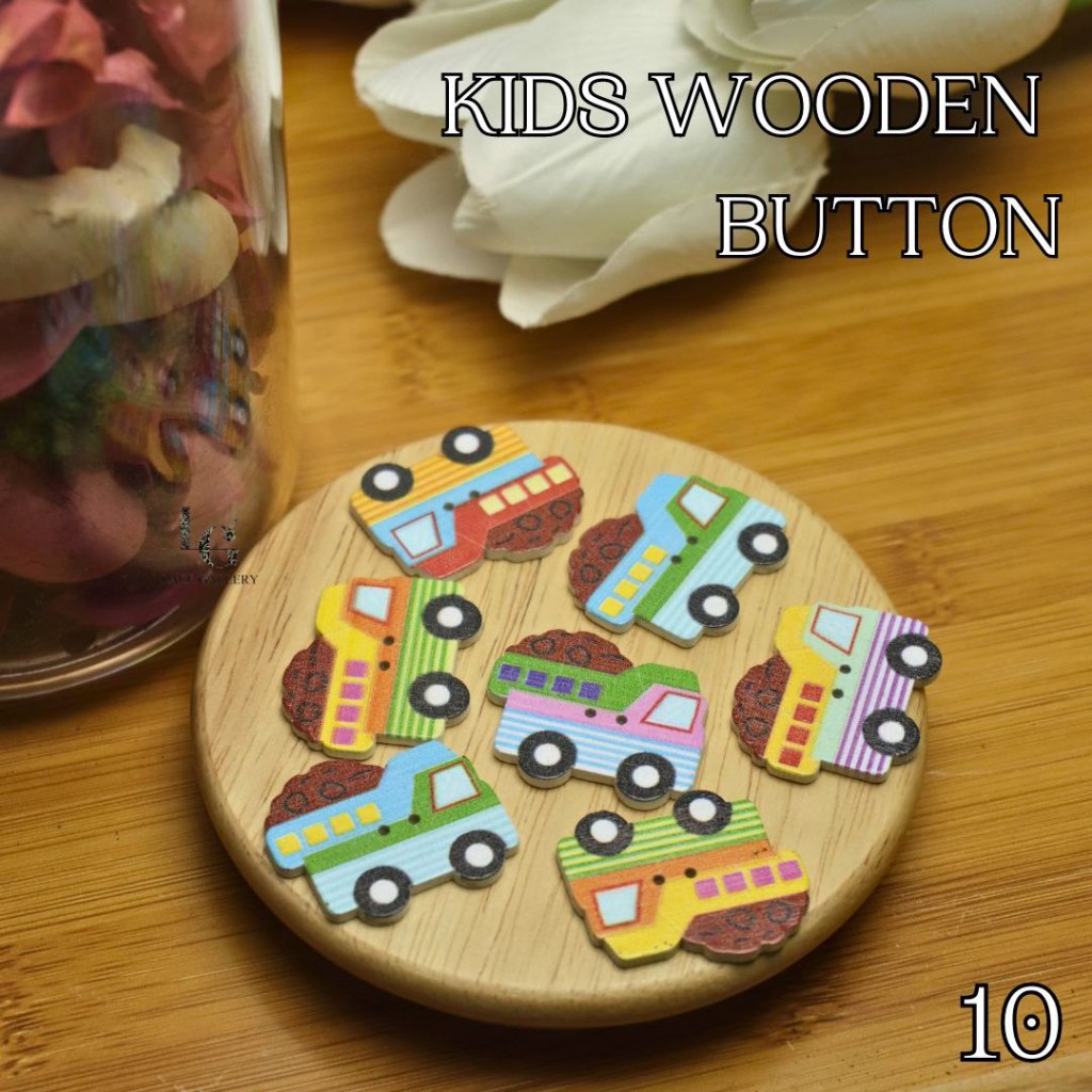 🔥 BUY 8 FREE 2 | KIDS WOODEN BUTTON BUTANG KAYU BERCORAK BY LACE ...